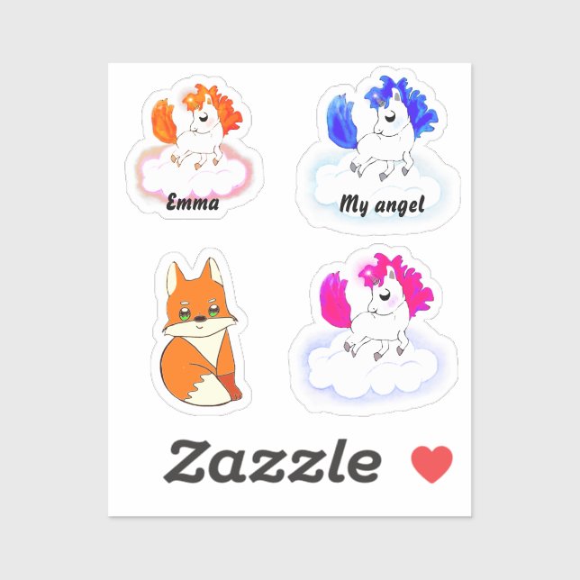 Sticker Magic baby unicorns fantasy art (Feuille)