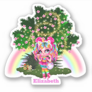 Sticker Magic rainbow girl conte de fées pixie poussière