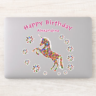 Sticker Magique Unicorne Floral Parties scintillant d'anni