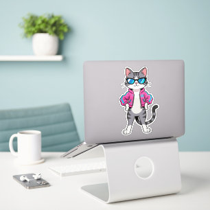Sticker Magnifique Cool Retro Gamer Cat