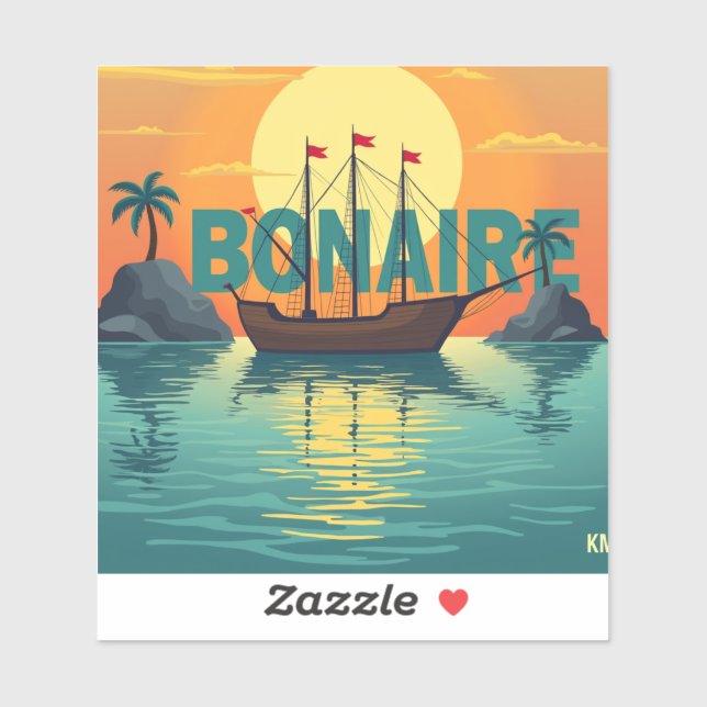 Sticker Magnifique coucher de soleil à Bonaire (Feuille)