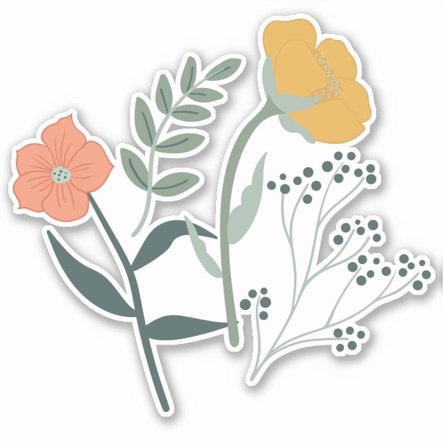 Sticker Magnifique motif floral botanique (Devant)