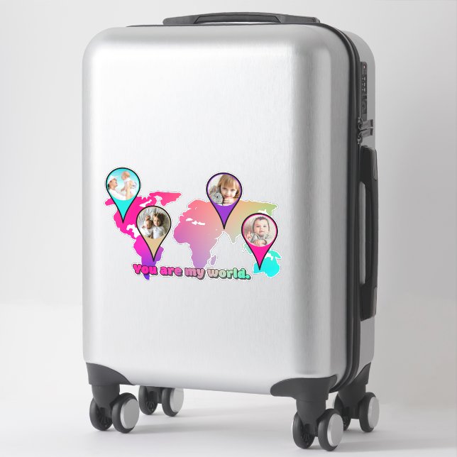 Sticker Magnifique Multicolor World Map Photo Collage (Sur valise)