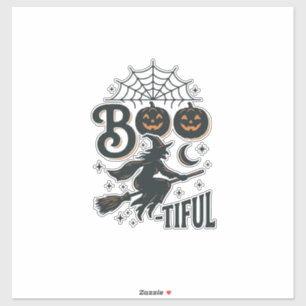 Sticker Magnifique sorcière Halloween design de gravure vi