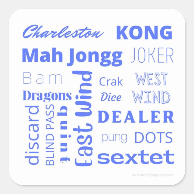 sticker Mah Jongg en bleu (Devant)