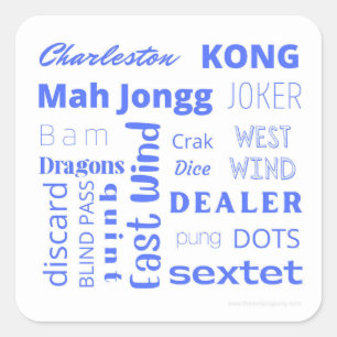 sticker Mah Jongg en bleu