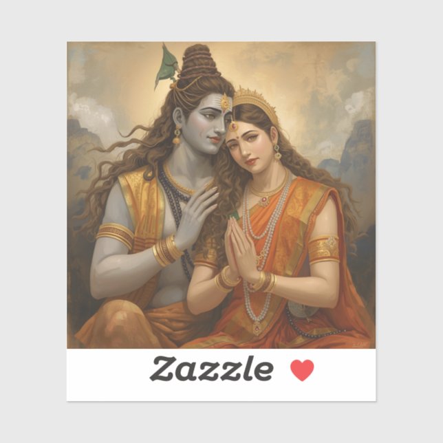 Sticker Mahadev et Mata Parvati Arts de peinture (Feuille)