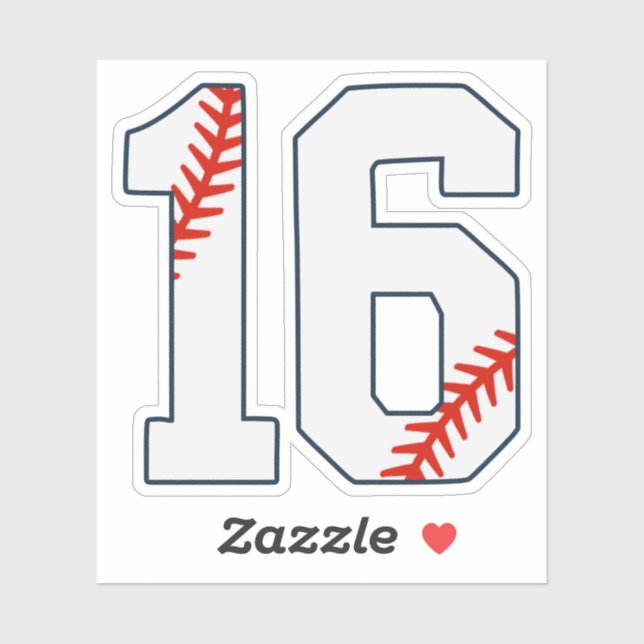 Sticker Maillot de Baseball Numéro 16 (Feuille)