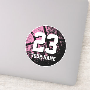 Sticker maillot de basketball rose personnalisé numéro vin