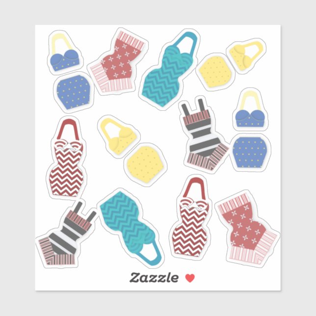 Sticker maillots de bain vintages (Feuille)