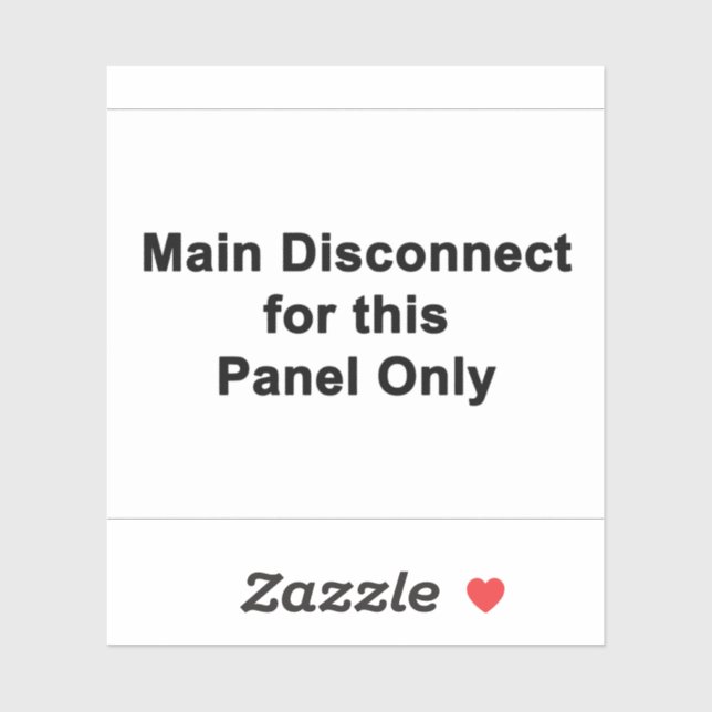 Sticker Main Disconnect For This Panel Only (Feuille)