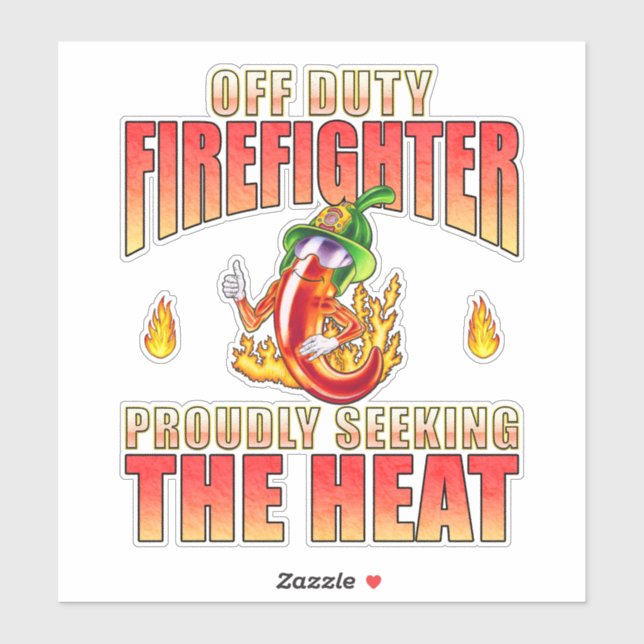 Sticker Main Tirée Cute Fireman Chimier Cherche Chaleur (Feuille)