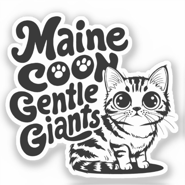 Sticker Maine Coon Géants gentils Chat (Recto)