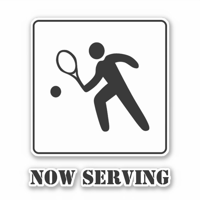 Sticker Maintenant Servir Le Lecteur De Tennis Street Sign (Devant)