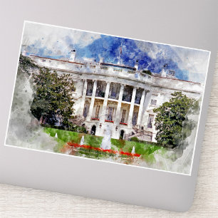 Sticker Maison Blanche à Washington DC en aquarelle