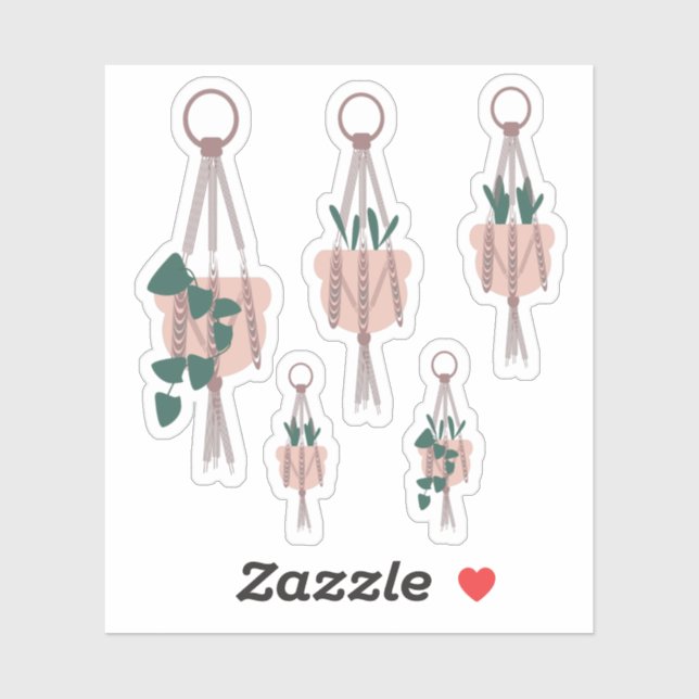 Sticker Maison Botanique Hanging Plantes Multiples Verdure (Feuille)