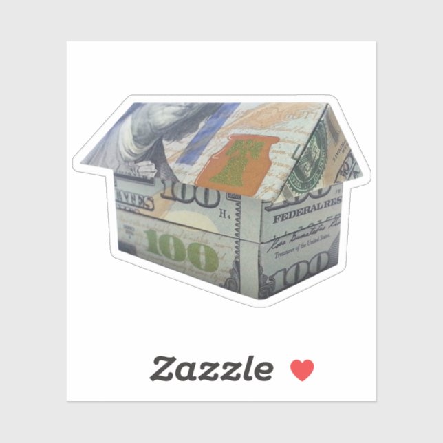 Sticker Maison en origami d'argent de 100 $ (Feuille)