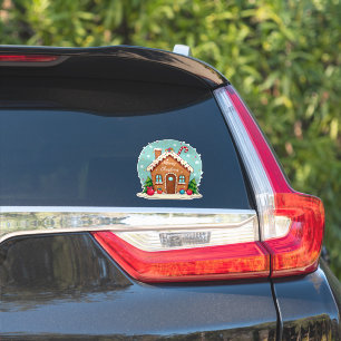 Sticker Maison en pain d'épices de Whimsical scène de Noël