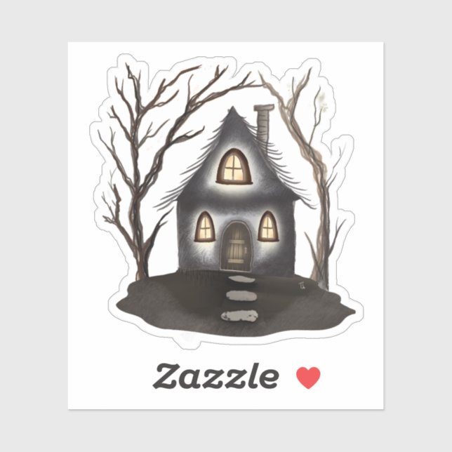 Sticker Maison hantée de Whimsi-Goth sombre (Feuille)