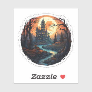 Sticker Maison Hantée Éffrayante Halloween