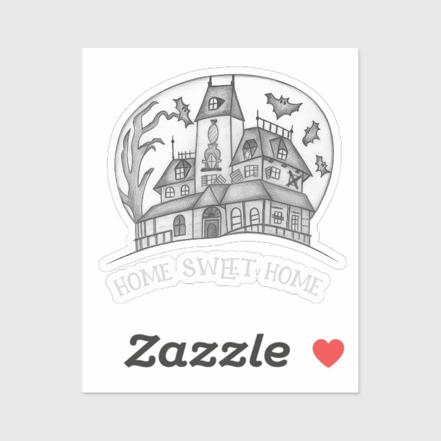 Sticker Maison hantée et chauves-souris Halloween  (Feuille)