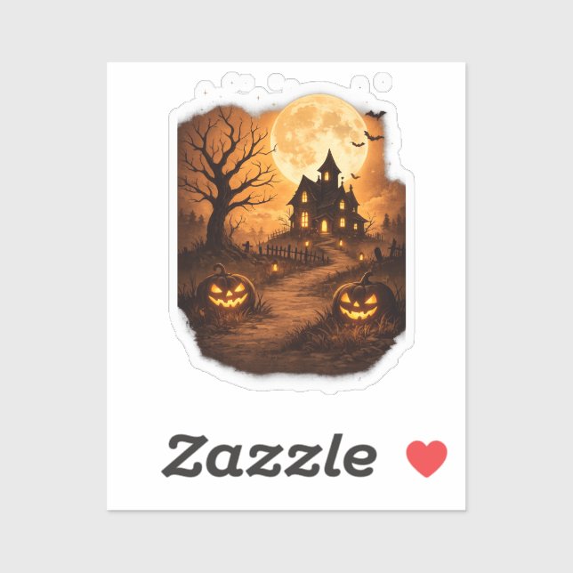 Sticker Maison Hantée Halloween Épouvante  (Feuille)