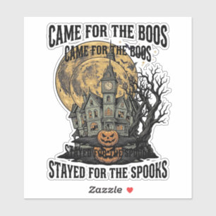 Sticker Maison Hantée Halloween Gravure Vintage T Spooky