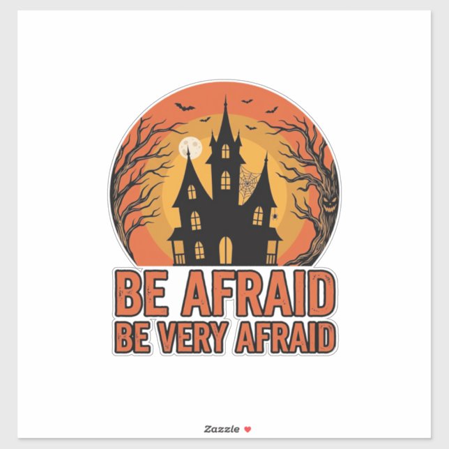 Sticker Maison hantée Sois effrayé Design Halloween vintag (Feuille)