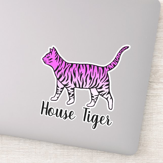 Sticker Maison Tiger Funny Chat Rose Dame (Détail)