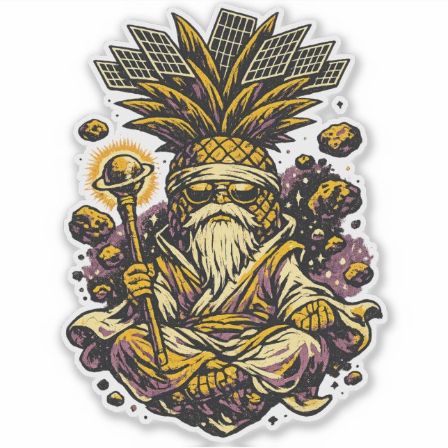 Sticker Maître d'espace Ananas — Maître Cosmique Vintage  (Devant)