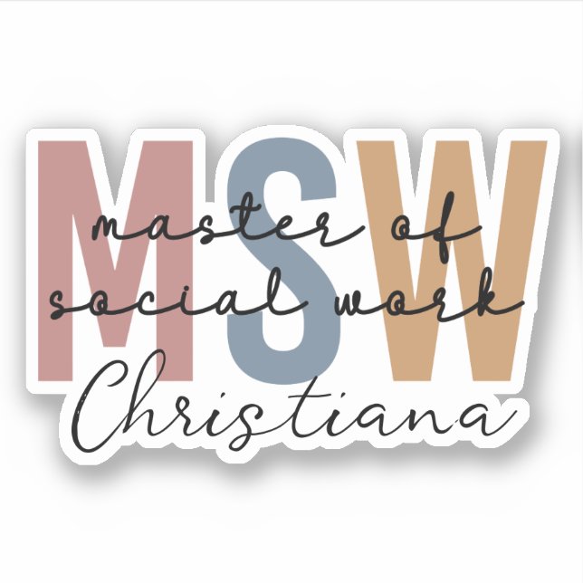 Sticker Maîtrise de travail social retro sur MSW personnal (Devant)