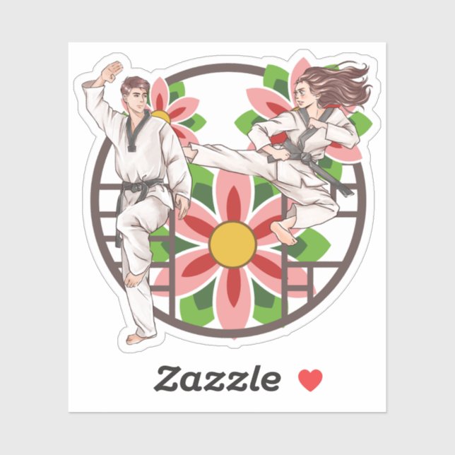 Sticker Maîtrise du Taekwondo : Force et Agilité en Harmon (Feuille)