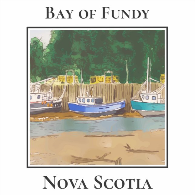 Sticker Majesté des marées de Fundy, bateaux (Recto)