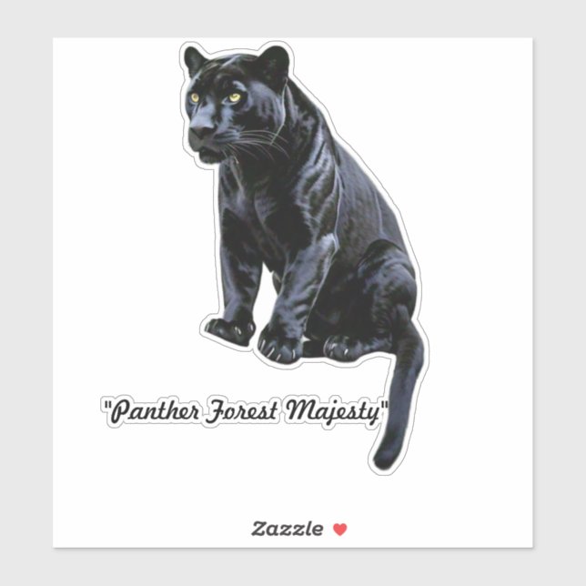 Sticker "Majestic Black Panther en forêt" (Feuille)