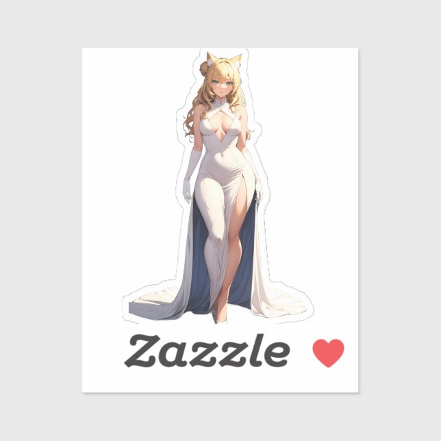 Sticker Majestic Feline Princess Anime Concept (Feuille)