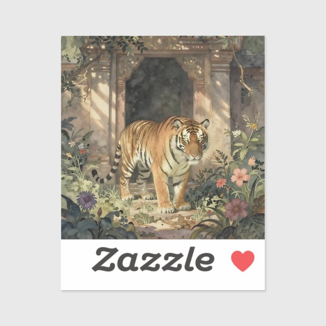 Sticker Majestic Tiger Walking in the Ancient Dunes (Feuille)