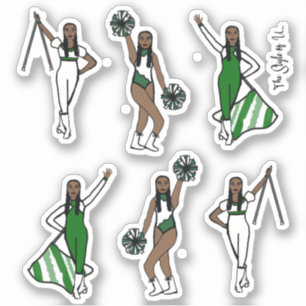 Sticker Majorette / Danseur / Cheval / Drapeau vert