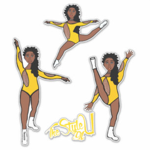 Sticker Majorette / Danseuse Tri Pose Jaune