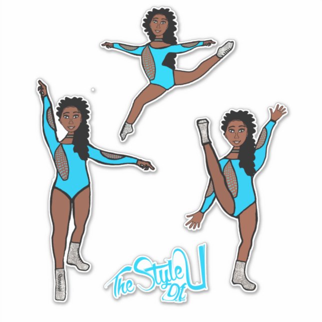 Sticker Majorette / Danseuse Trois Poses Turquoise (Devant)