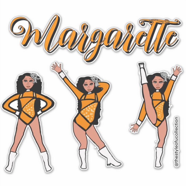 Sticker Majorette Tri- Pose / Diamant Orange # 2 (Devant)