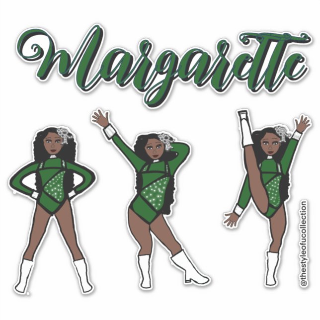 Sticker Majorette Tri- Pose / Green Diamond # 1 (Devant)
