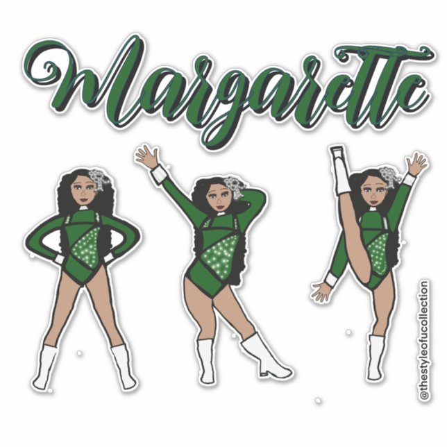 Sticker Majorette Tri- Pose / Green Diamond # 2 (Devant)