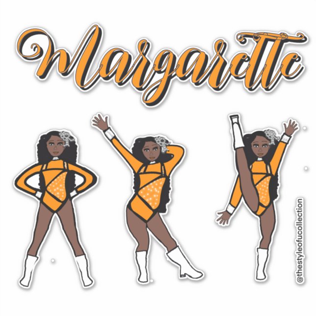 Sticker Majorette Tri- Pose / Orange Diamond # 1 (Devant)