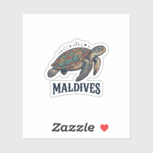 Sticker Maldives Vintage Tortue de Mer Chemise de Voyage D