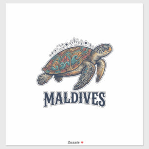 Sticker Maldives Vintage Tortue de Mer Voyage Chemise Desi