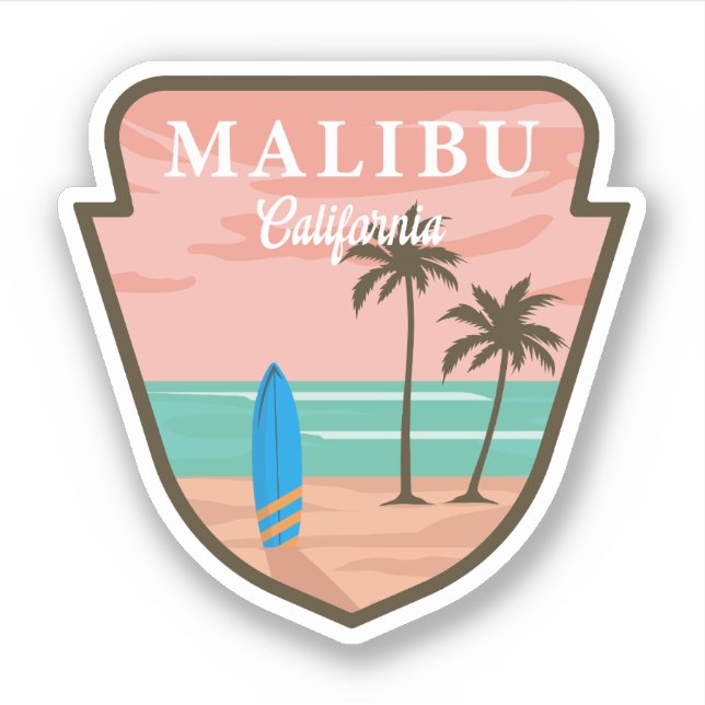 Sticker Malibu California Beach Malibu Welcome Bag (Devant)