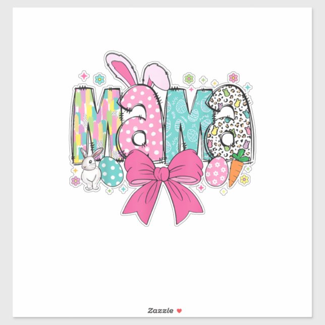 Sticker Mama Mini Pâques assorti Mama Lapin T-shirt de Pâq (Feuille)