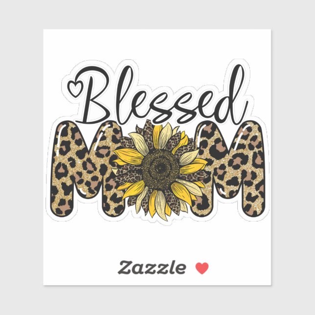 Sticker Maman bénie Guépard léopard tournesol mignon (Feuille)