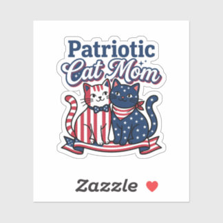 Sticker Maman chat patriotique drôle drapeau américain 4 j
