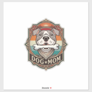 Sticker Maman Chien Os Bandana Cadre Vintage_1